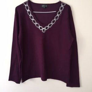 BELLA WOMEN BLOUSE.  SIZE 16.  COLOR PURPLE